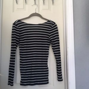 Striped long sleeve boatneck tee